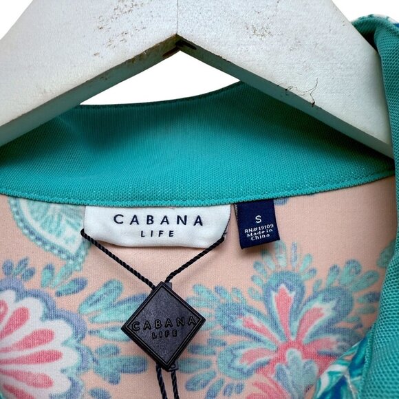 CABANA LIFE Womens Golf Top Small Pink Tropical Print 1/4 Zip Long Sleeve NWT - Picture 5 of 12